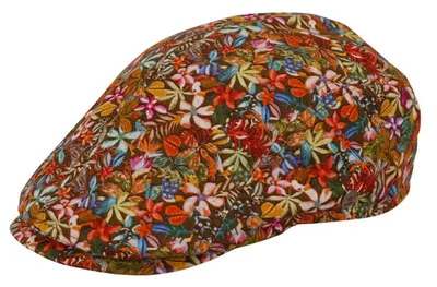 Produktbild von Balke leichte, sportliche Flatcap Max aus 100% Baumwolle mit floralem Druck, beige, Gr. M