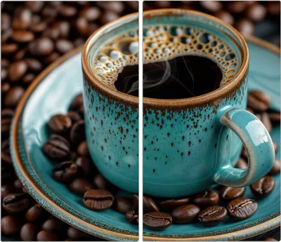 Produktbild von Spritzschutz Herdabdeckplatte Schneidebrett aus Glas Kaffee mit Tasse 2-Teilig (60x52cm)