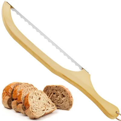 Produktbild von Brotschneidemaschine,holzBrotschneidemaschine,15,6 Zoll großes Brotmesser mit Bogen,Edelstahl,mit Schutzhülle