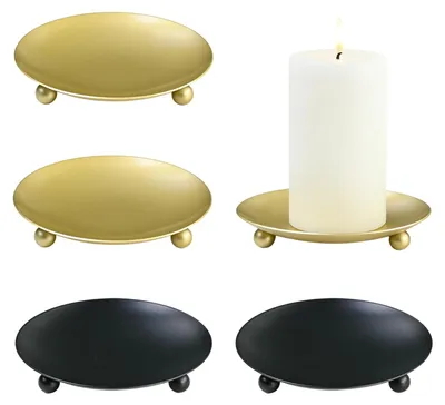 Kerzenhalter-Set 4er, Stumpenkerzen, Schwarz/Gold, 11 cm