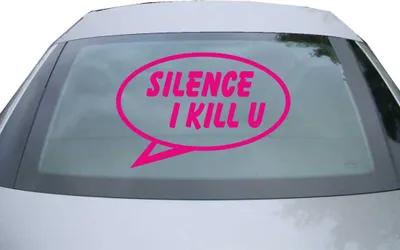 Produktbild von Indigos UG - Aufkleber Heckscheibe & Motorklappe DE2450 - pink - 600x400 mm - Silence I Kill you - Auto Scheiben Fenster Heckklappe Tuning Racing JDM - Die cut