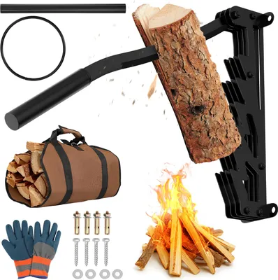 Produktbild von Bettizia Handholzspalter Hand-Holzspalter, Manueller Holzspalter, Kaminholzspalter Brennholzspalter mit Tasche für Holzofen und Kamin Abnehmbarer verlängerter Griff Schwarz