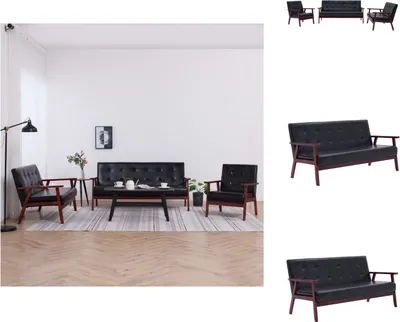 Obrázok produktu pre vidaXL 3-dielna sedacia súprava čierna Imitácia kože - Pohovky