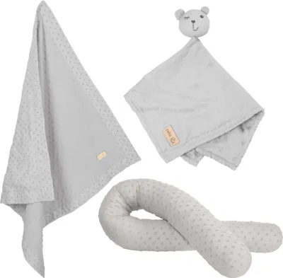 Produktbild von roba organic Geschenkset 'Lil Planet' silbergrau, -Bettschlange, -Babydecke & -Schmusetuch, GOTS