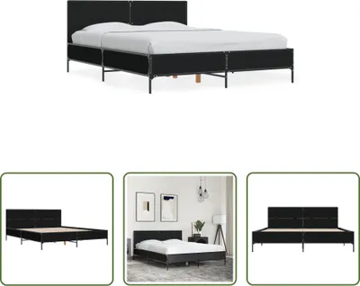 Produktbild von The Living Store Bettgestell Schwarz 140x200 cm Holzwerkstoff und Metall