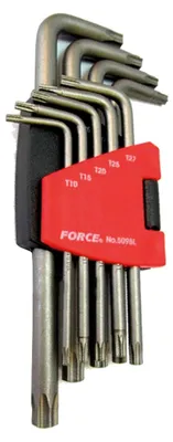 Produktbild von FORCE 9-tlg Winkelschraubendrehersatz T10,T15,T20,T25,T27 T30,T40,T45,T50 5098L