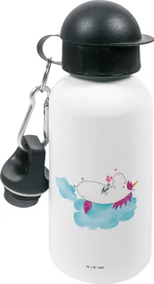 Produktbild von Mr. & Mrs. Panda Trinkflasche Einhorn Verliebt - Weiß - Geschenk, Sportflasche, Wasserflasche, Unicorn, Kinder, Kindergarten, Getränkeflasche, Einhörner, Liebe, Wolke