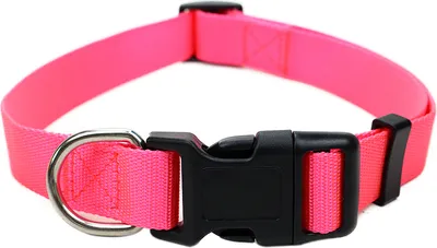 Produktbild von Robustes Hundehalsband aus Nylon – stufenlos verstellbar, leicht & bequem – Klickverschluss – für Welpen, kleine & große Hunde – S, M & L Größe L Rosa