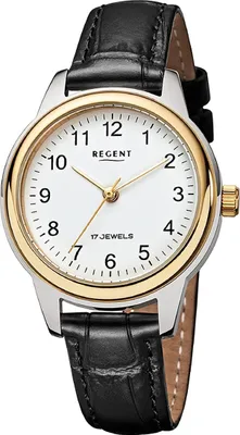 Produktbild von Regent Damen Uhr Leder Armbanduhr Lederarmband Analog schwarz D2URF1568