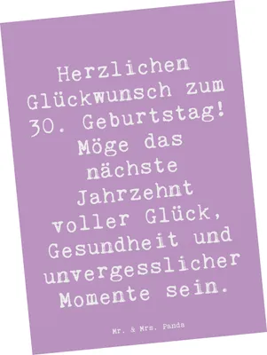 Produktbild von Mr. & Mrs. Panda Grußkarte Spruch 30. Geburtstag Feier - Lavendeltraum - Geschenk, Herzlichen Glückwunsch, Happy Birthday, Ansichtskarten, Postkarten, Postkarte, 30 Jahre