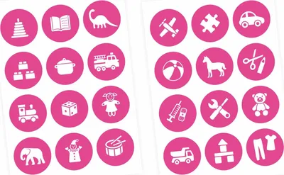 Produktbild von Möbelaufkleber Ordnungssticker für Spielzeug WEISS/ PINK
