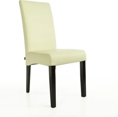 Produktbild von SIX Echt-Lederstuhl Massiv mit Nosag Federn Komfort Latexgurte Design Esszimmerstuhl Bambi Vollbezogen-Rindsleder Holzgestell Vollverleimt 150kg Belastbar Wenge Weiss