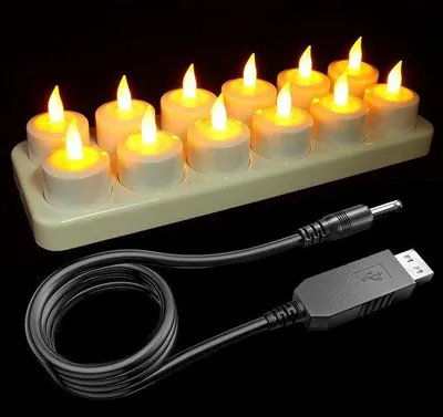 Produktbild von Ladbare Teelichter Set 12 Stück warmgelb Halloween Dekoration