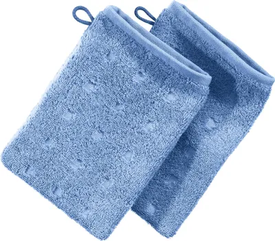 Produktbild von Möve Waschhandschuh Quadretti" 2er-Pack hellblau 15x20 cm"