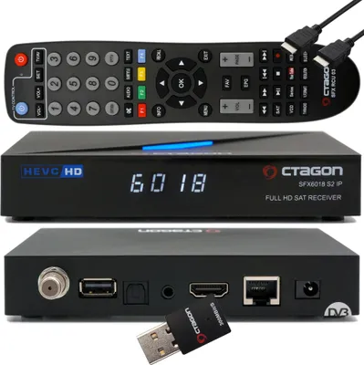 Produktbild von OCTAGON SFX6018 S2+IP - H.265 HEVC 1x DVB-S2 HD E2 Linux Receiver + 300 MBits WLAN Stick