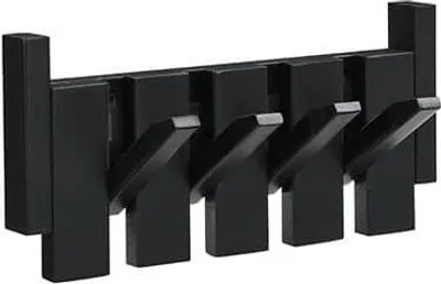 Produktbild von HOME DELUXE Garderobenleiste PORTE - 32 x 3,5 x 15 cm, Schwarz | Aus Kautschukbaum | Hakenpaneel, Wandgarderobe, Kleiderhaken