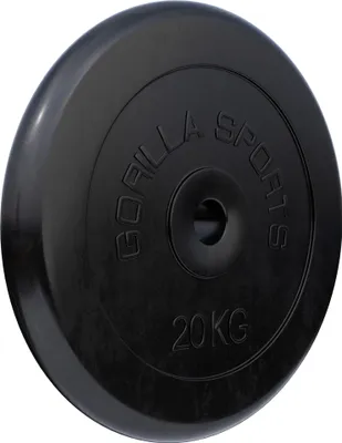 Produktbild von GORILLA SPORTS® Hantelscheiben -20kg, Gewichte, 30/31mm Bohrung, Gusseisen, Gummiert, Schwarz - Gewichtsscheiben, Hantelset