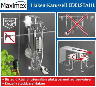 Productafbeelding van Haakcarrousel EDELSTAHL: 360 graden vrij draaibaar