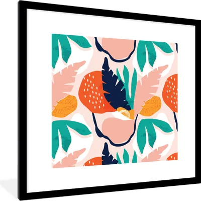 Produktbild von MuchoWow® MuchoWow® Gerahmtes Poster Dschungel - Blätter - Abstrakt 40x40 cm - Poster mit zchwarzem Bilderrahmen - Poster - Plakat im Rahmen