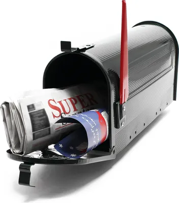 Image de Wiltec Boîte aux lettres design style américain, 180 x 220 x 480 mm, Couleur noire, Acier galvanisé, Boîte postale US Mailbox avec fanion rouge