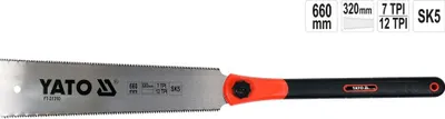 A YATO brand Japanese saw with specifications listed.