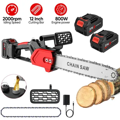 Produktbild von Motorsäge - Akku-Kettensäge - 800 W - 30 cm Schwert - Bürstenlos - Kabellos - Akku Inklusive - Für Holzarbeiten