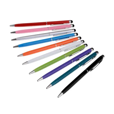 Obrázek produktu pro 10x stylus 2v1 + biros stylus Dotykové pero s klipem pro iPhone iPad Samsung Galaxy a všechny chytré mobilní telefony tablety s kapacitní dotykovou obrazovkou (Slim Design) (náhodná barva)