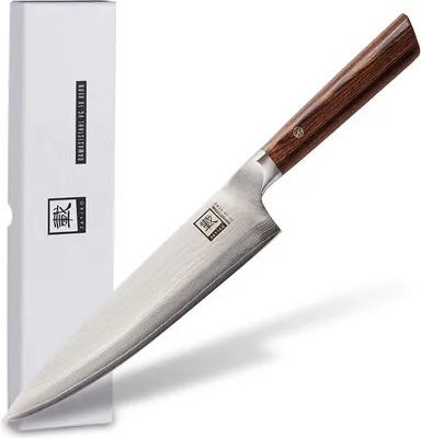 Produktbild von Zayiko Damastmesser Chefmesser, japan.Damaststahl VG-10, Zayiko Kasshoku #YON