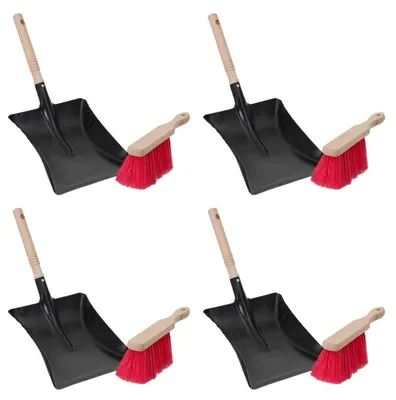 Produktbild von Novaliv 4x Kehrschaufel Set schwarz Elastonborsten Kehrblech und Handfeger Set Kehrset Kehrgarnitur dustpan and brush Handfeger Elaston Kehrwisch Kaminzubehör Kaminbesen Kehrschaufel