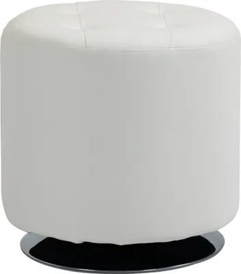Produktbild von HOMCOM Drehbarer Ottoman-Fußhocker, runder Puffhocker, gepolstert mit modernem Kunstleder, für Schlafzimmer, Eingangsbereich, Wohnzimmer, Ø45,5 x 44,5 cm, Weiß