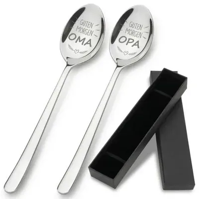 2 Kaffeelöffel mit Gravur, Geschenk für Oma und Opa