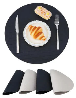 Runde Platzdeckchen 6er-Set 38 cm Kunstleder 2 Farben