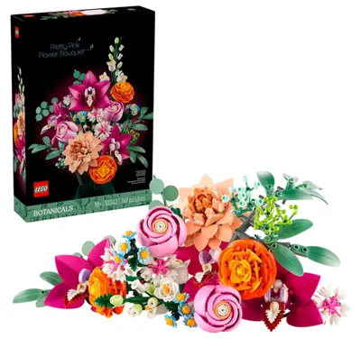 Produktbild von LEGO Botanicals Schöner Rosafarbener Blumenstrauß - Blumendeko - Bauset für Erwachsene - Dekorative Gänseblümchen, Kornblumen, Rosen und Holunderblüten zum Ausstellen - Bürodekoration 10342