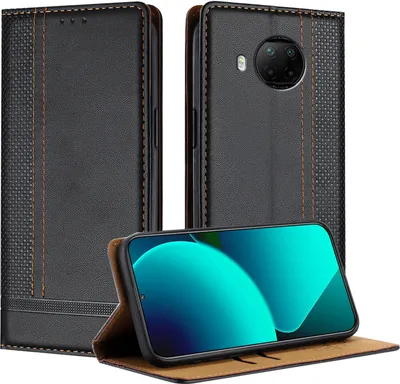 Produktbild von Handyhülle für Xiaomi Mi 10T Lite 5G Leder Flip Klappbare Schutzhülle mit Standfunktion Schwarz