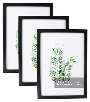 Productafbeelding van Lijsten - Met acrylglas voor kunstwerken - Voor het ophangen - Zwart - 21x29,7 cm - A4 - 3 stuks