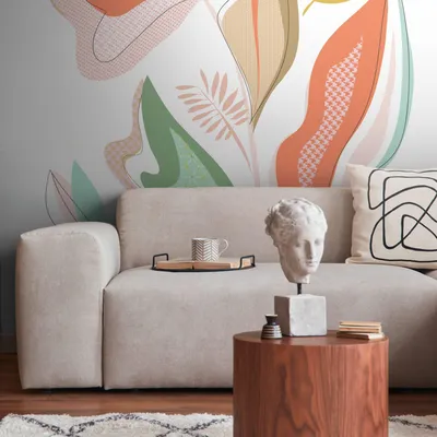 Produktbild von Profhome 392111-GU Fototapete Floral matt weiß grün orange gelb 1,59 m x 2,8 m