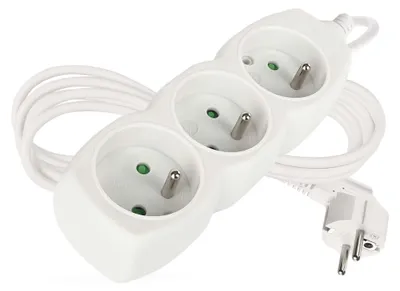 Prodlužovací kabel 2 m / 3 zásuvky / bílý / PVC / 1 mm2