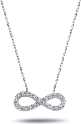 Produktbild von Unendlichkeit Diamanten (Brillant-Schliff) Anhänger Collier Halskette in 14 Karat Weißgold