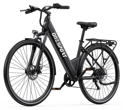 Image de Vélo électrique de ville - Modèle OT12 - Moteur sans balais de 250 W - Batterie lithium amovible de 36 V et 13 Ah - Autonomie jusqu'à 65 km - Pneus de route de 70 cm - Deux places - Gris clair