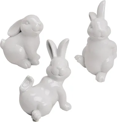 Produktbild von Osterhasen Porzellan weiß 3er 10-15cm