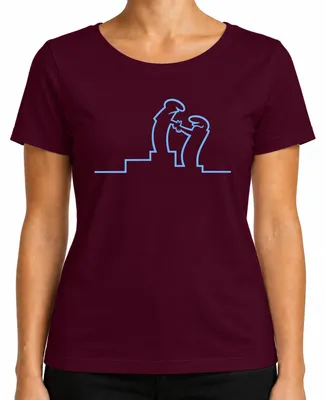Imagen del producto de Camiseta para mujer con diseño "Linea Strichmännchen Balum Osvaldo Cavandoli Retro", color burdeos, talla L