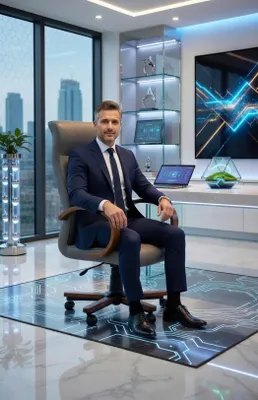 Produktbild von Ergonomischer Bürosessel Grau mit Kunstleder und Holzgestell