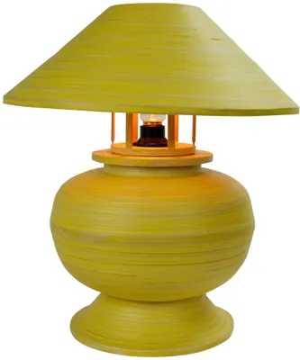Produktbild von Fine Asianliving Tischlampe Bambus Spirale Handgefertigt Gelb 37x37x40cm
