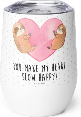Produktbild von Mr. & Mrs. Panda thermosbecher Faultiere Herz - Weiß - Geschenk, für Partner, Freundin, glühwein tasse, Valentinstag, Thermo Becher, Frauen, Hochzeitstag, Thermobecher