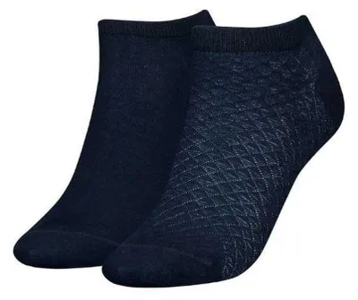 Produktbild von Tommy Hilfiger - Knöchelsocken für Damen, Strukturiert (2er-Pack) NA697 (35 EU - 38 EU) (Marine)