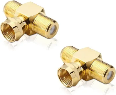 Produktbild von Sat-T-Stück 1-mal F-Stecker / 2-mal F-Buchse vergoldet 2x