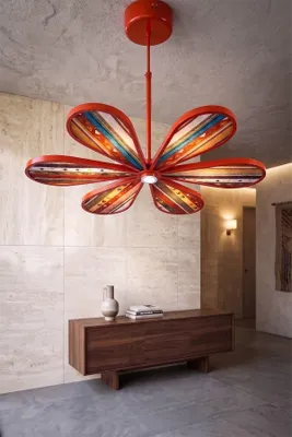 Produktbild von Opviq, Elegante Pendelleuchte (60 cm) in Burgunder, Metallkörper, IP20