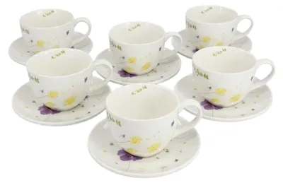 Obrázek produktu pro Set 6 ks - Cappuccino šálků s podšálkem Alba Symfonie 200 ml - luční kvítí, by inspire