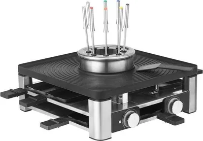 Image de Set gastronomique 3 en 1 pour 8 personnes : grill de table, caquelon à fondue et éclairage LED