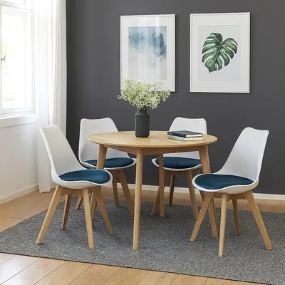 Produktbild von Esszimmerstuhl Samt 4er Set Atlanta Weiß/Blau